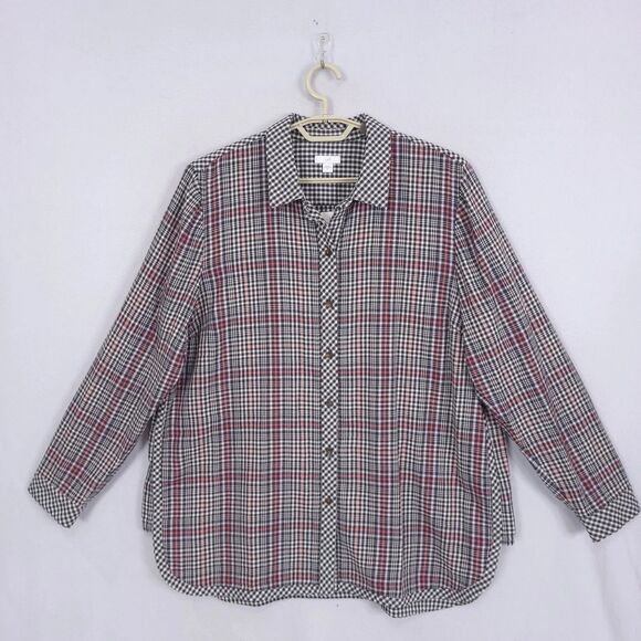 J. Jill Button Down Shirt Top Blouse Tunic Size XL Plaid Check Western NEW - Picture 15 of 16